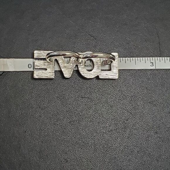 Silver tone and black double finger love ring - Picture 8 of 11